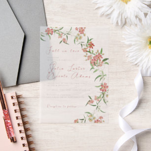 Invitations En Vélin Rose Fleur Sauvage Rose Rose Printanière Mariage