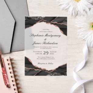 Invitations En Vélin Rose Gold Élégant Agate Mariage
