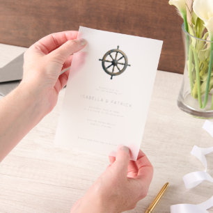 Invitations En Vélin Roue nautique blanche élégante