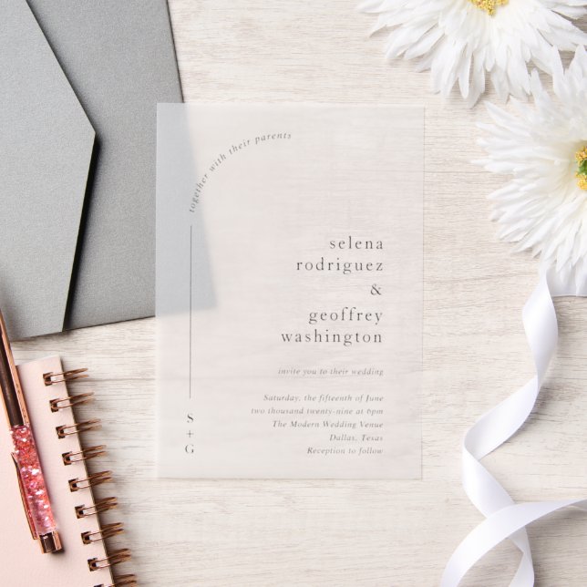 Invitations En Vélin Selena minimaliste Arch Mariage moderne (Mariage)
