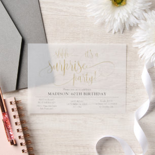 Invitations En Vélin Shhh Surprise fête d'anniversaire
