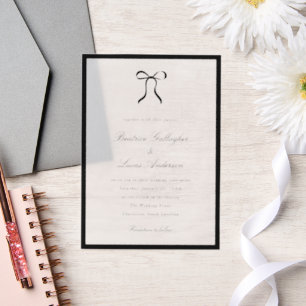 Invitations En Vélin Simple Bow Mariage Classique