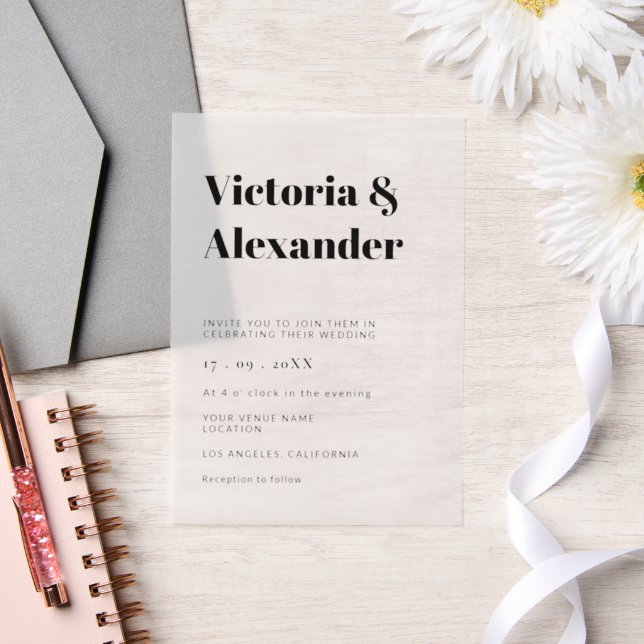 Invitations En Vélin Simple Classique Élégant Mariage moderne (Mariage)
