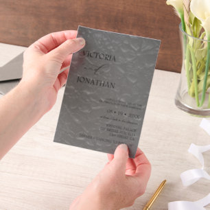 Invitations En Vélin Simple Classique Minimaliste Mariage Élégant Noir