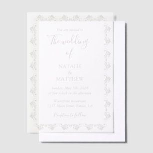 Invitations En Vélin Simple Élégant Minimaliste Ornement de Damas Maria
