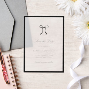 Invitations En Vélin Simple Nœud Papillon Mariage Classique Enregistrer