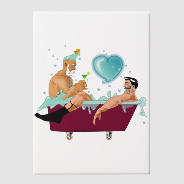 Invitations En Vélin SlipperyJoe's deux gays hommes aiment la baignoire (Recto)