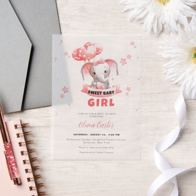 Invitations En Vélin Sweet Baby Elephant Baby shower (Mariage)