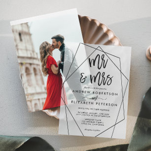 Invitations En Vélin Terrarium géométrique moderne M & Mme Mariage