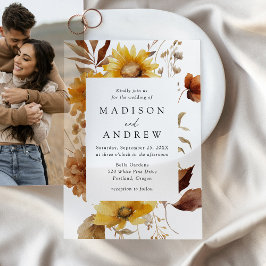 Invitations En Vélin Tournesols d'automne rustique et Mariage Fleur sau