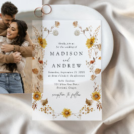 Invitations En Vélin Tournesols d'automne rustique et Mariage Fleur sau