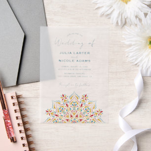 Invitations En Vélin Tribal Folk Pays Culture Crest Mandala Mariage
