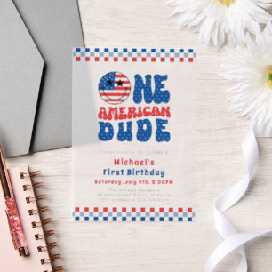 Invitations En Vélin Un Américain 4 juillet premier anniversaire