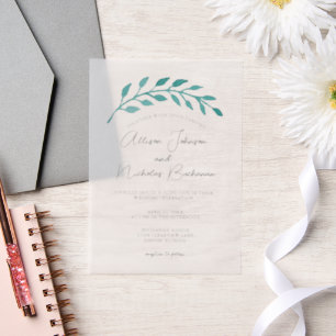 Invitations En Vélin Vigne Turquoise simple Mariage côtier
