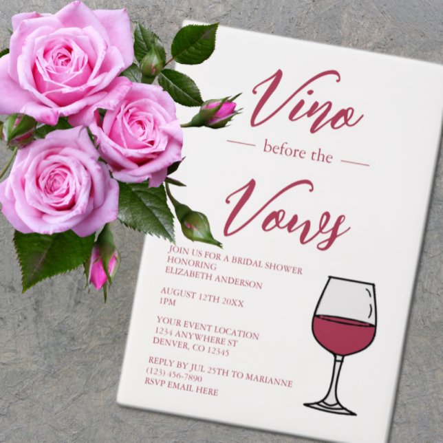 Invitations En Vélin Vino Avant La Fête des mariées Vows (Créateur téléchargé)