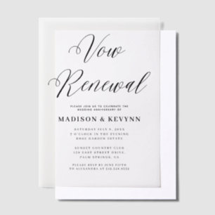 Invitations En Vélin Vow Renewal Typographie simple en noir et blanc