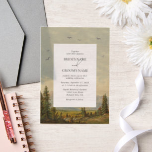 Invitations En Vélin Watercolor Pine Tree Forest Mounts Mariage