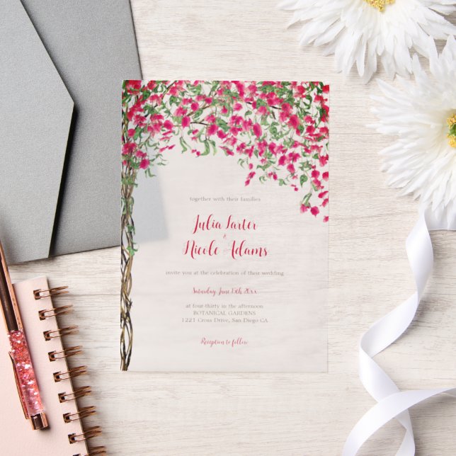 Invitations En Vélin Wedding shower forestier tropical des Bougainvilli (Mariage)