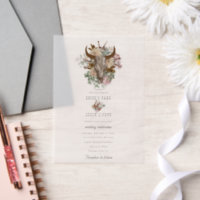 Western Country Cowboy Boho Cow Mariage crâne