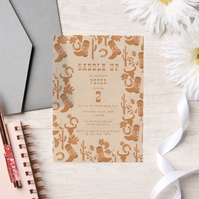 Invitations En Vélin Western Country Cowboy Bottes Saddup Anniversaire (Mariage)