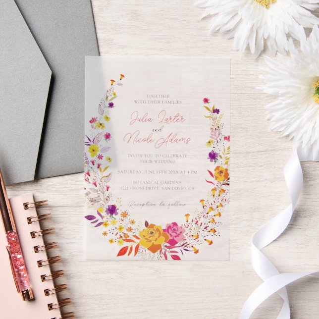 Invitations En Vélin Wild Wreath Belle automne Fleurs Simple Mariage (Mariage)