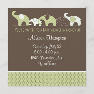 Invitations espiègles de baby shower d'éléphant