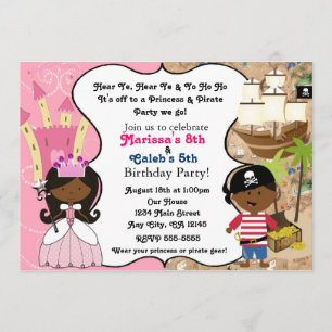 Invitations ethniques de Princess et Pirate Dark S