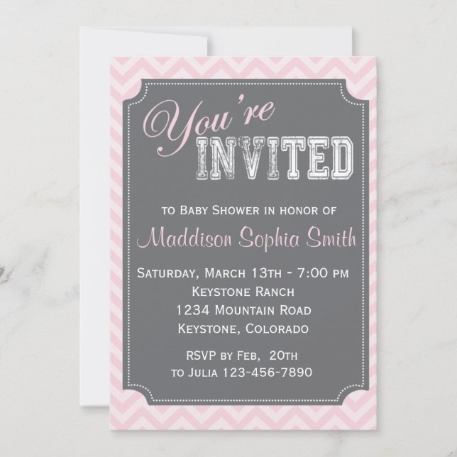 Invitations faites sur commande de baby shower (Devant)