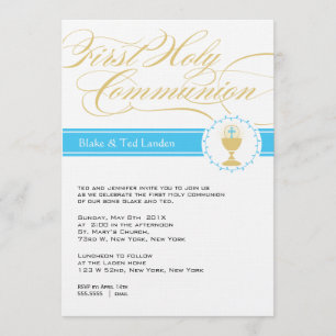 Invitations Fancy Script First Communion Jumeaux