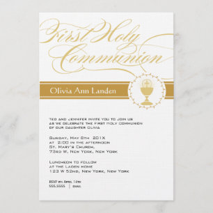 Invitations Fancy Script First Communion  Or