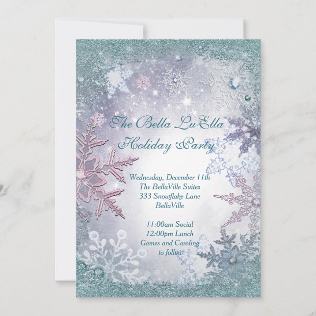 Invitations Fête de Fête de Snowflake (Devant)