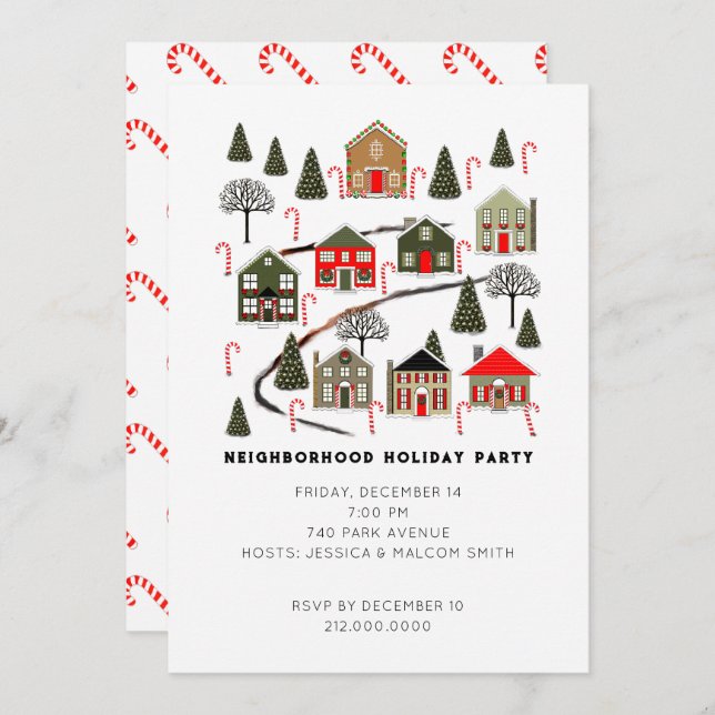 Invitations fêtes de Noël (Devant / Derrière)