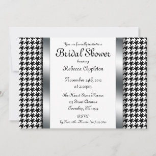 Invitations Fêtes des mariées Houndstooth & Silver