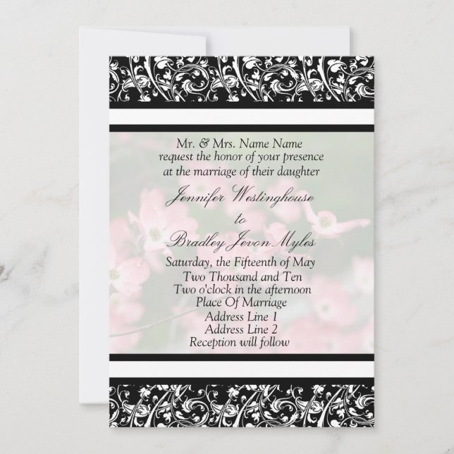 Invitations fixes du Mariage Pink Dogwood (Devant)