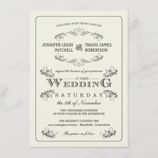 Invitations fleuries vintages de mariage de