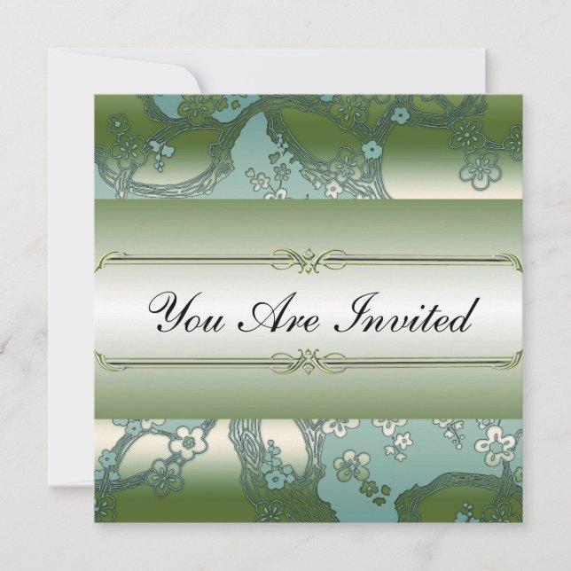 Invitations Floral Green et Silver Party (Devant)