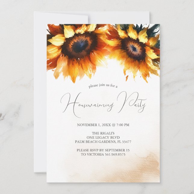 Invitations Floral House Warming Party (Devant)
