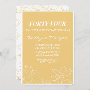 Invitations Floral Modern Jaune 44e anniversaire