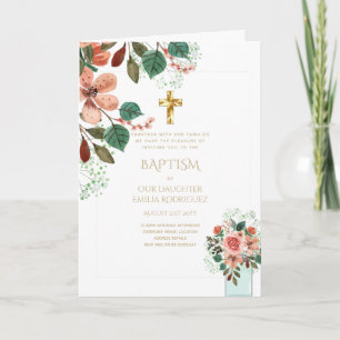 Invitations florales BAPTISM de 4 pg - Programme