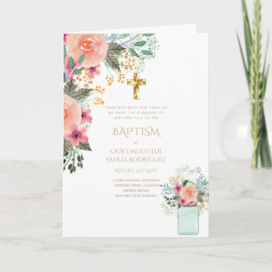 Invitations florales BAPTISM de 4 pg - Programme