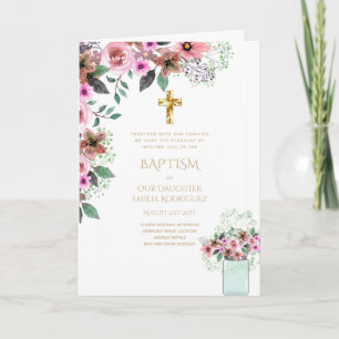 Invitations florales BAPTISM de 4 pg - Programme