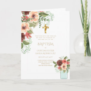 Invitations florales BAPTISM de 4 pg - Programme