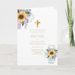 Invitations florales BAPTISM de 4 pg - Programme