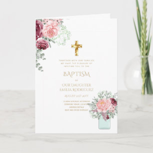 Invitations florales BAPTISM de 4 pg - Programme