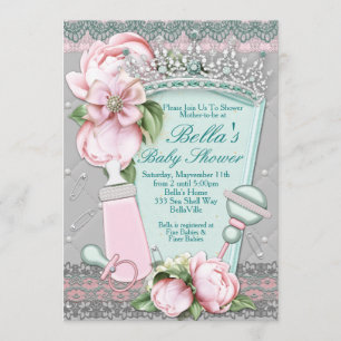 Invitations florales de baby shower de bijou de