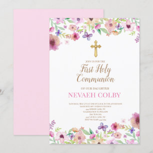 Invitations florales de la première sainte communi