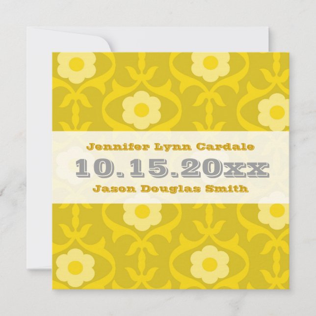 Invitations florales de mariage de moutarde jaune (Devant)