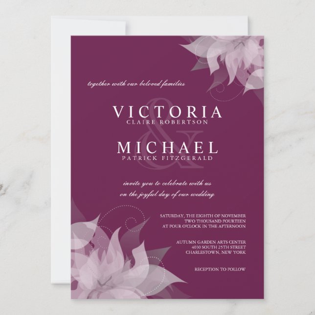 Invitations florales de mariage de raisin de (Devant)