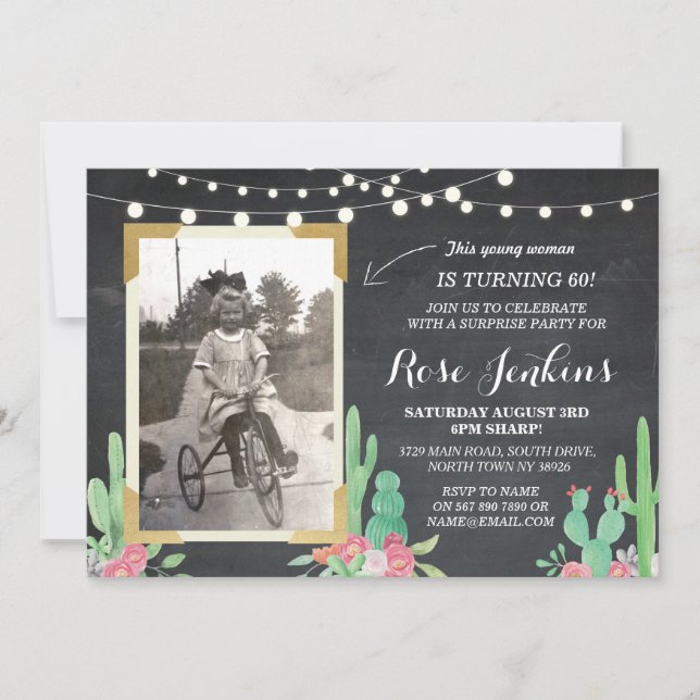 Invitations florales en bois de cactus (Devant)