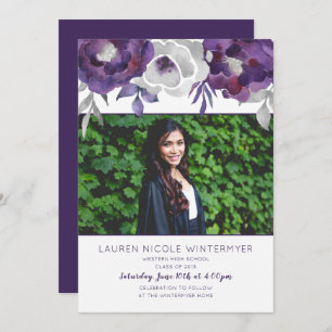 Invitations florales pourpres à la mode